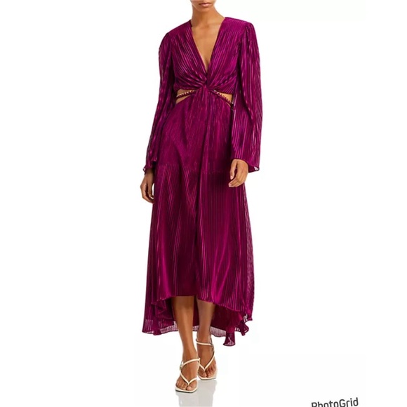 NWT Ramy Brook Kimberly Plisse Cutout High-Low Dress - Picture 2 of 10